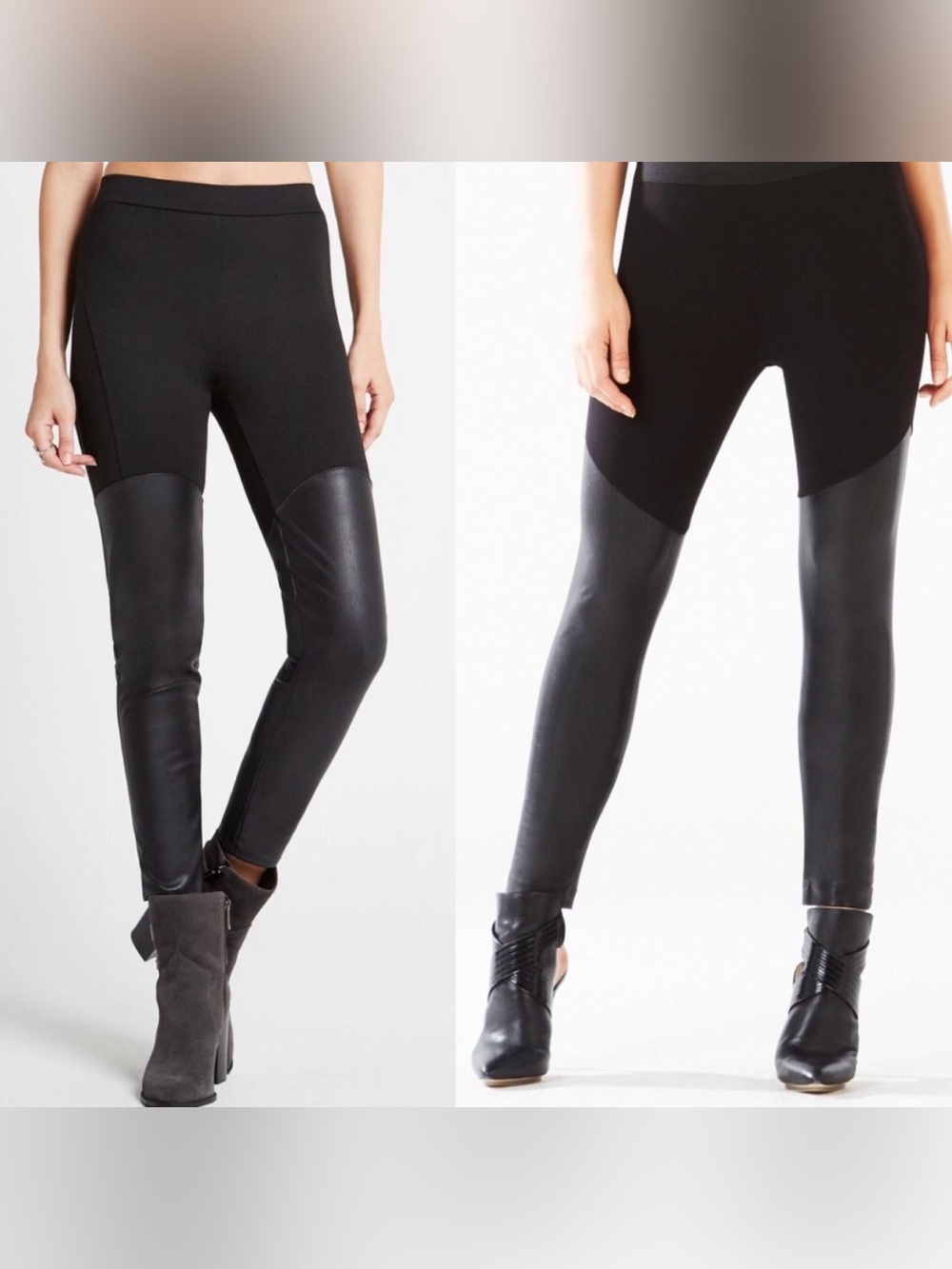BCBGMaxAzria Black Ponte Leggings with Faux Leather Panels Size XS